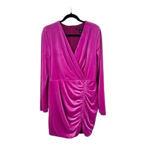 Black Halo Dress Como long sleeve ruched velvet dark pink size 16
